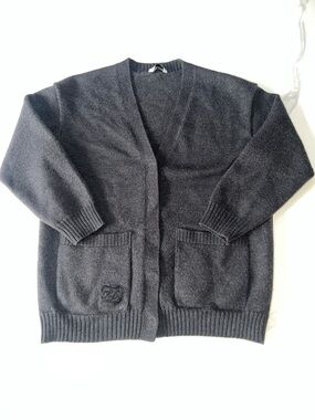 Fendi Charcoal Gray 100% Wool Cardigan
